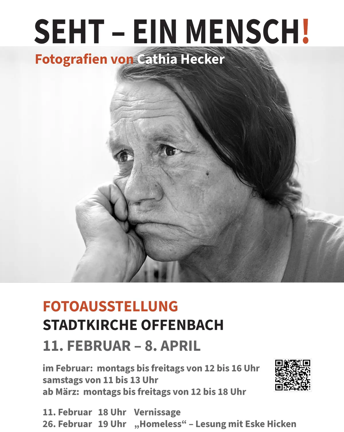 Flyer Seht - ein Mensch! Fotografien von Cathia Hecker